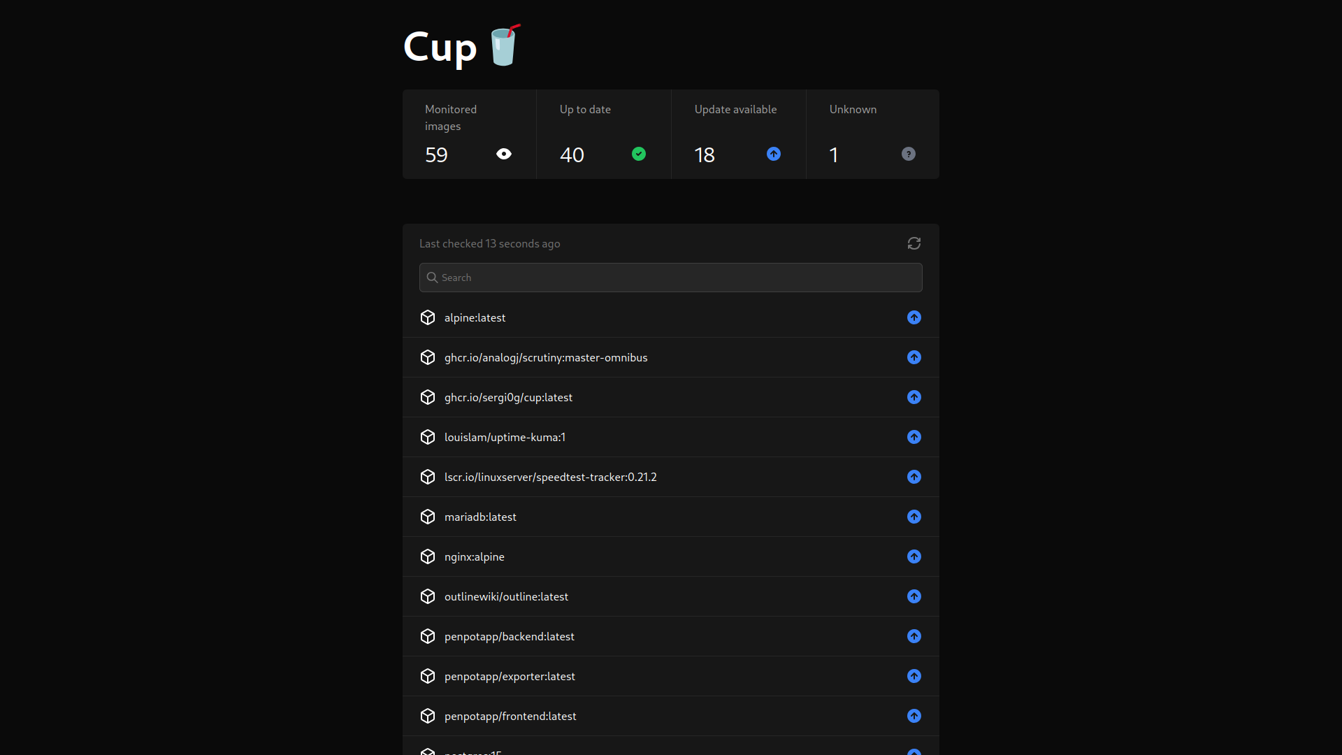 Cup web in dark mode