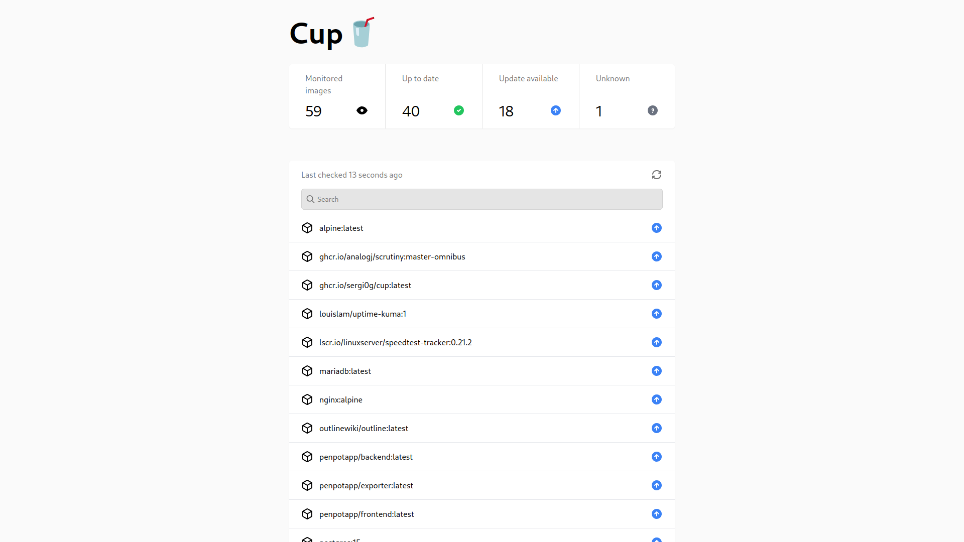 Cup web in light mode