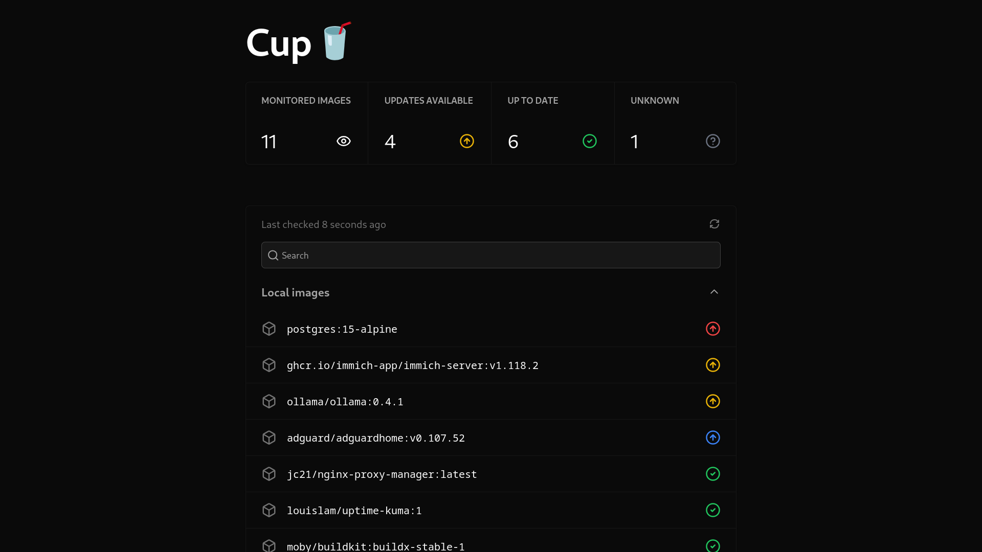 Cup web in dark mode