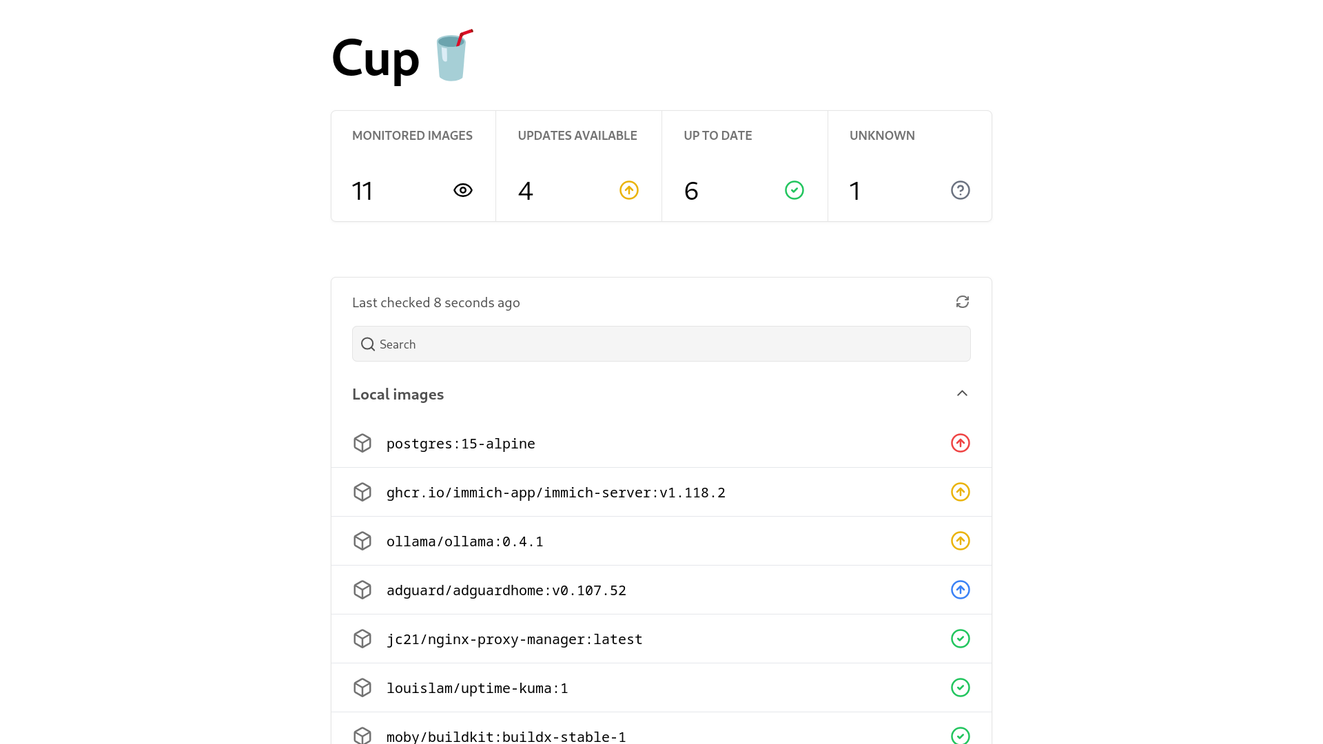 Cup web in light mode